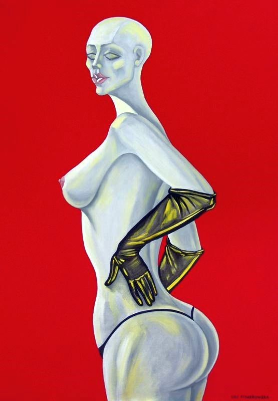 Living room painting by Lili Fijałkowska titled From the "Mannequins" series Act 8