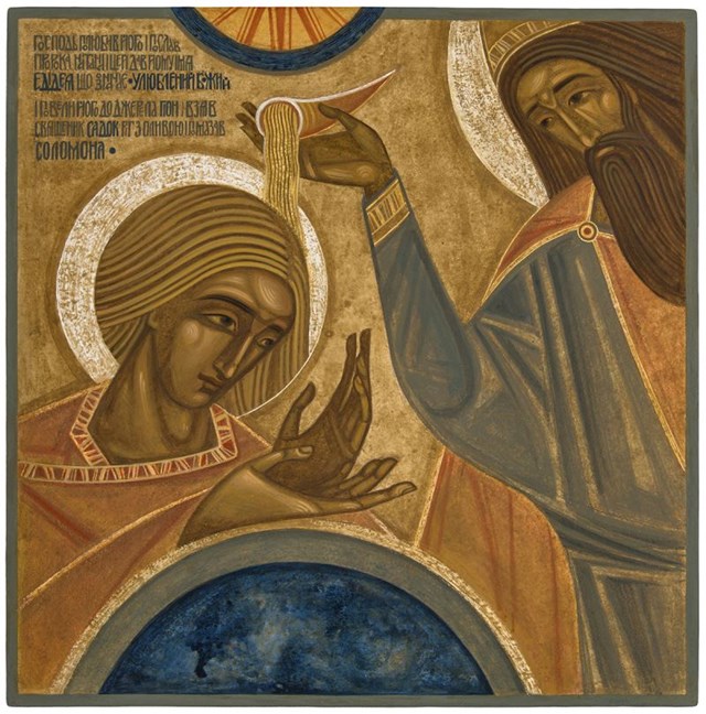 Obraz do salonu artysty Natalia Sydrouk pod tytułem Namaszczenie Salomona , Psalm 72