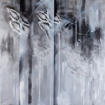 Living room painting by Iza Kostiukow titled Silver (6)