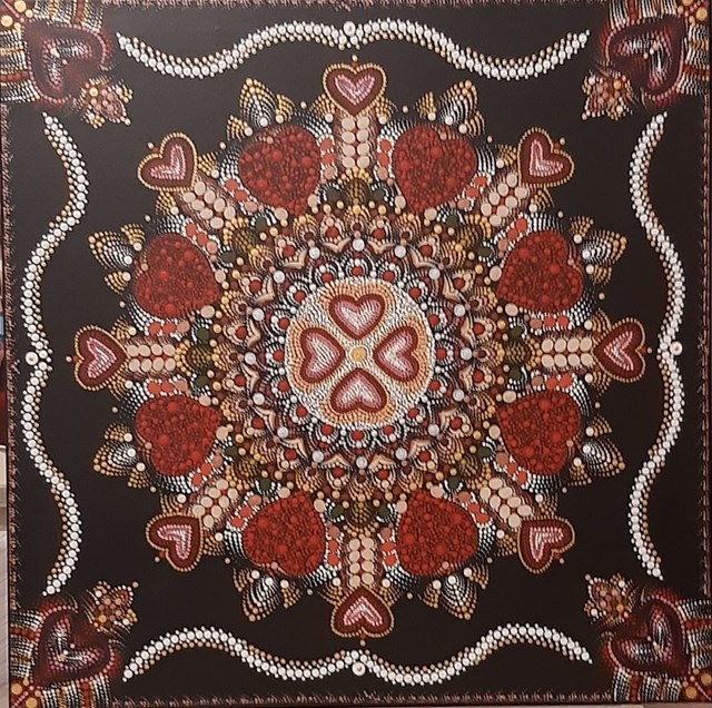 Obraz do salonu artysty Halina Deląg pod tytułem Mandala serca Wdzięczność 
