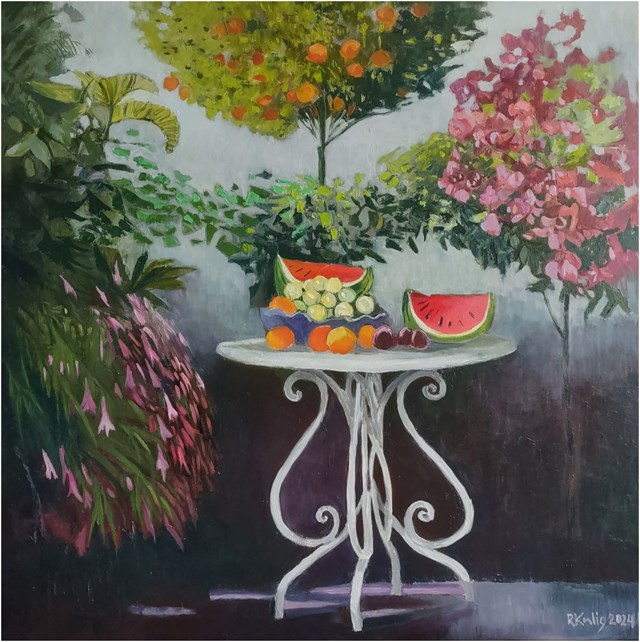 Living room painting by Renata Kulig-Radziszewska titled The heart of the garden