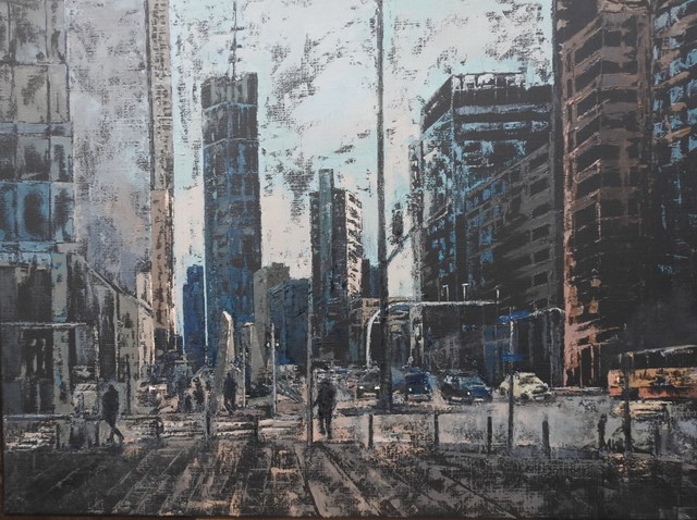 Living room painting by Marlena Witkowska-Rypina titled  Portraits of cities - Warsaw