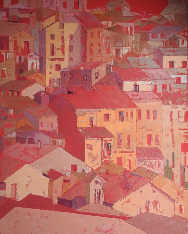 Living room painting by Marlena Witkowska-Rypina titled  Portraits of cities - Siena
