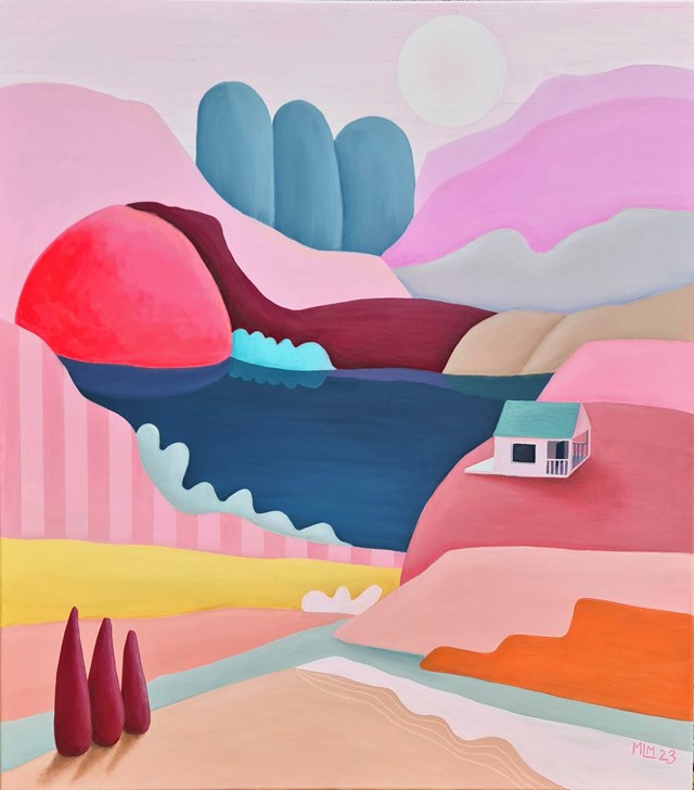 Obraz do salonu artysty Magdalena Magiera pod tytułem Mój dom nad jeziorem