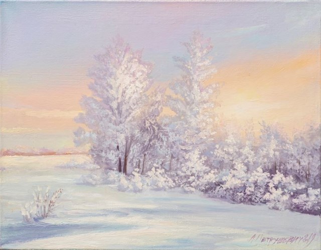Living room painting by Anatol Pietruszewicz titled Frosty morning