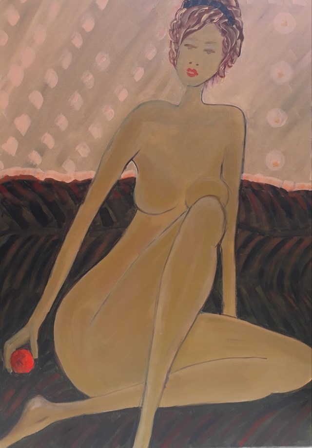 Obraz do salonu artysty Halina Pokorska pod tytułem Akt z jabłkiem