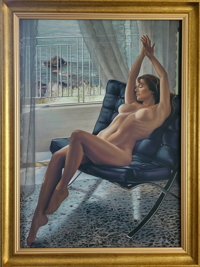 Living room painting by Katarzyna Rekiel titled Weekendowy relax