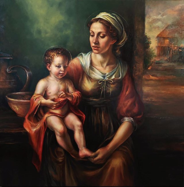 Obraz do salonu artysty Katarzyna Paleta pod tytułem Madonna z Dzieciątkiem