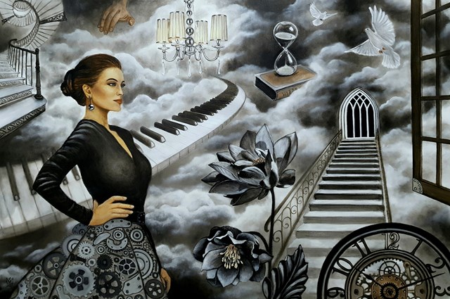 Living room painting by Monika Krzymińska-Śluborska titled Choice II
