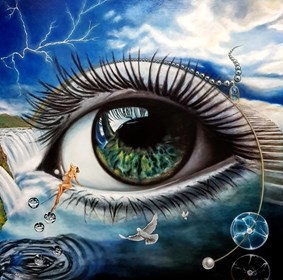 Living room painting by Monika Krzymińska-Śluborska titled The look