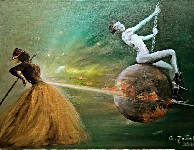Obraz do salonu artysty Grażyna Jeżak pod tytułem Między planetami