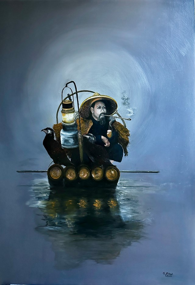 Obraz do salonu artysty Grażyna Jeżak pod tytułem Rybak z Ha Long