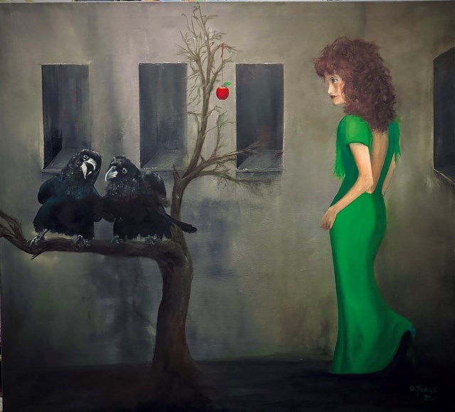 Obraz do salonu artysty Grażyna Jeżak pod tytułem Rajskie jabłko 
