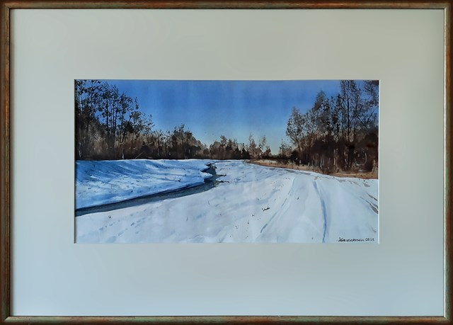 Living room painting by Lech Grzegorzewski titled  winter landscape