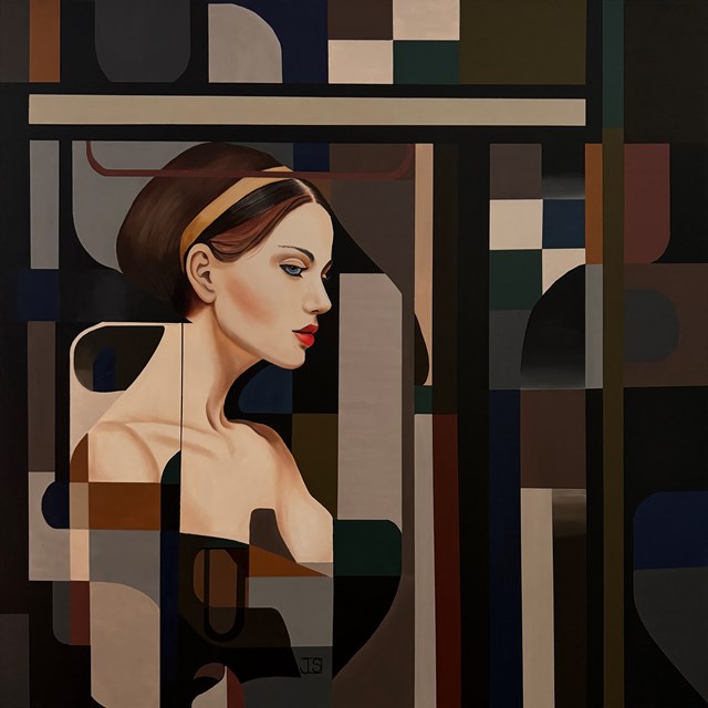 Living room painting by Joanna Szumska titled Piano Bar 17