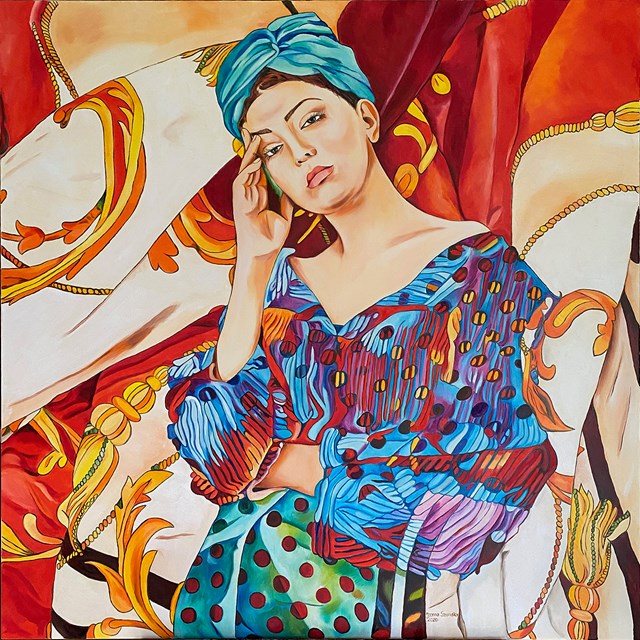 Obraz do salonu artysty Joanna Szumska pod tytułem Letnia sukienka turkusowa