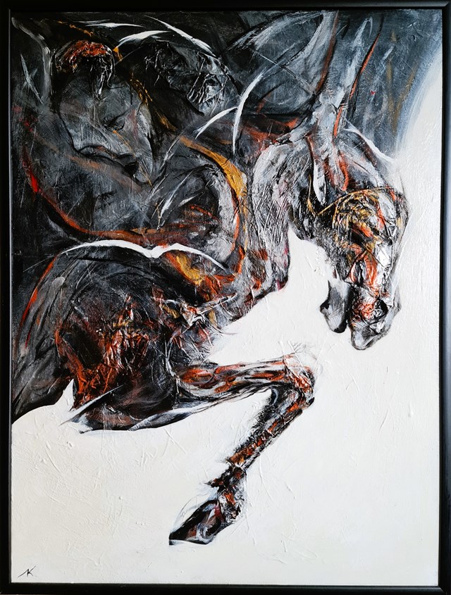 Living room painting by Alan Konopczyński titled BEWITCHING BEAST