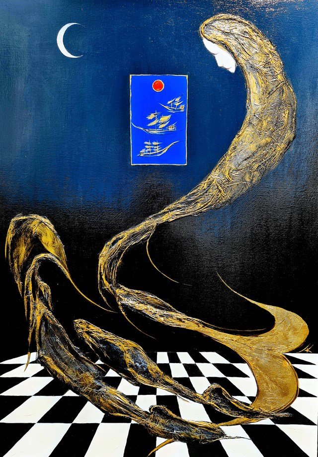 Living room painting by Alan Konopczyński titled MERMAID'S  DREAM