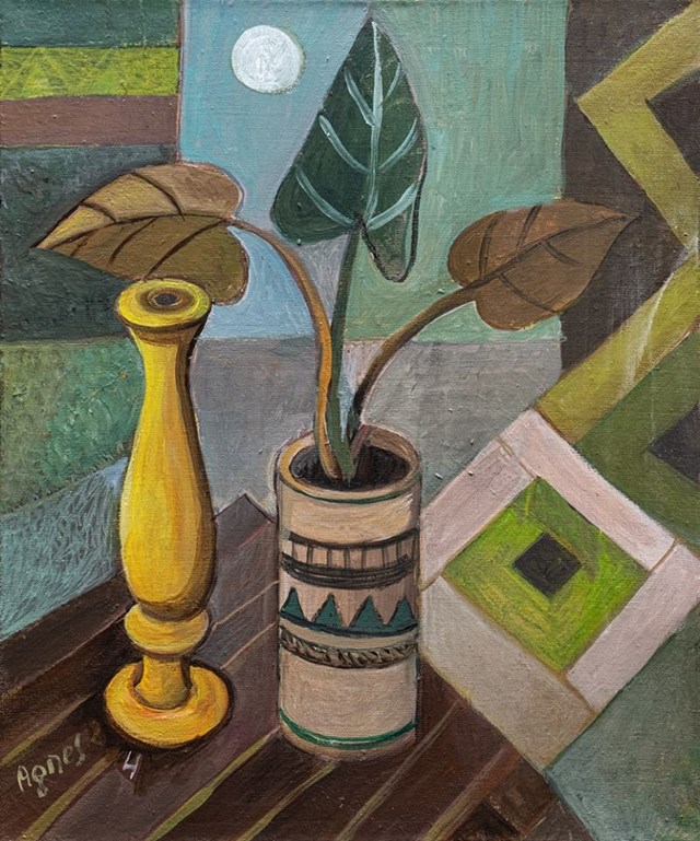 Living room painting by Agnieszka Korczak-Ostrowska titled Still life with a monster