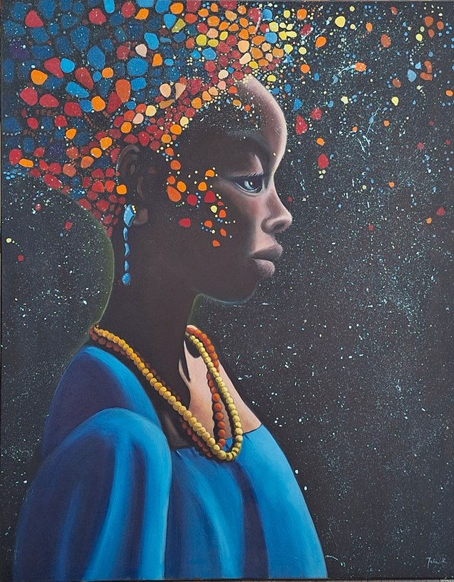 Living room painting by Jolanta Kitowska titled Masai Woman