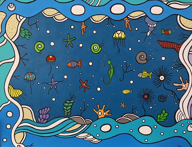 Living room painting by Patryk Mazgaj titled Underwater