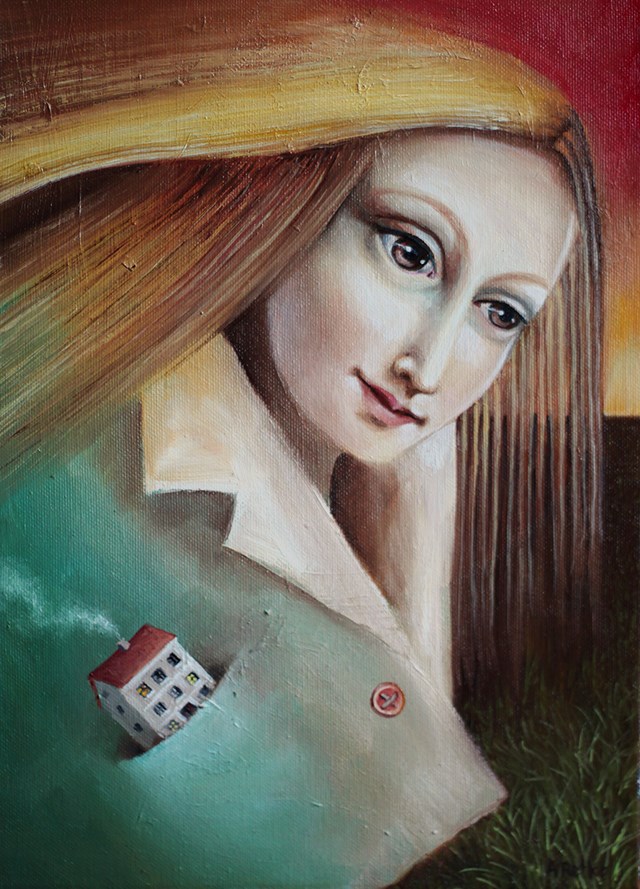 Living room painting by Agnieszka Suchecka titled Po szesnastej