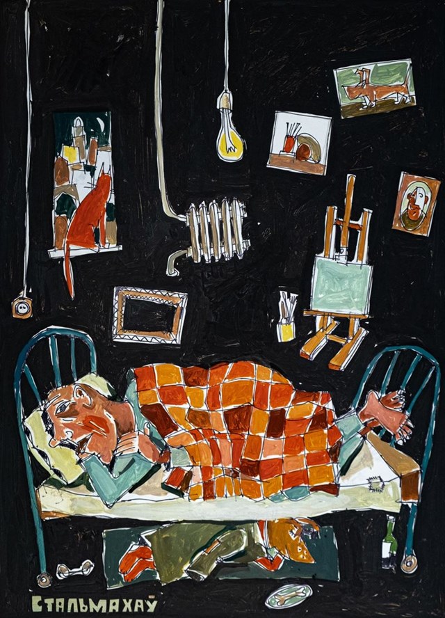 Obraz do salonu artysty Wladislaw Stalmachow pod tytułem Sen w pracowni malarza