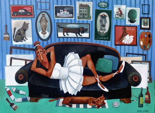 Obraz do salonu artysty Wladislaw Stalmachow pod tytułem Balerina na sofie 
