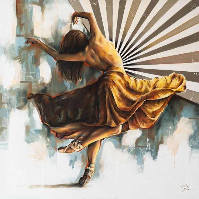 Living room painting by Filip Tomiec titled Dance Medicine