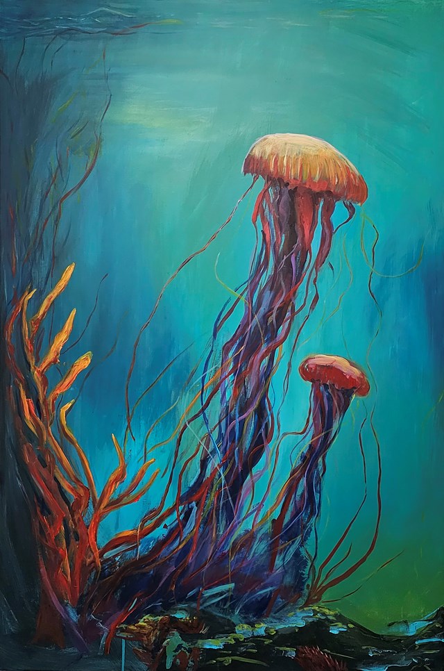 Living room painting by Dawid Latek titled Medusa II