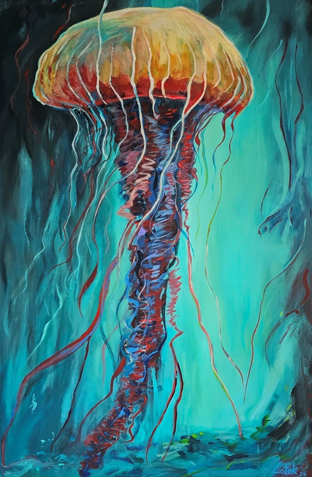 Living room painting by Dawid Latek titled Medusa VI