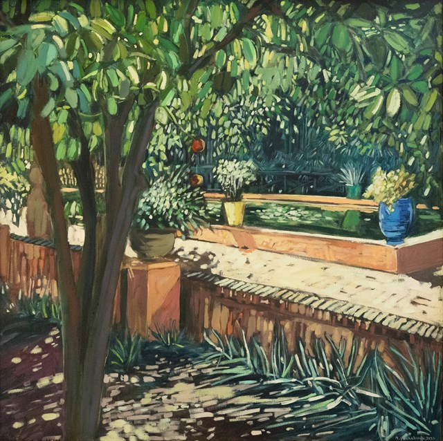Living room painting by Agnieszka Michalczyk titled Garden with tangerine tree