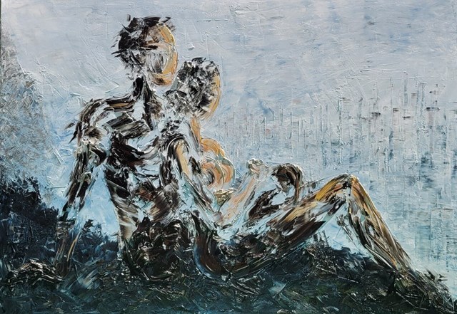 Obraz do salonu artysty Aleksandra Zielińska-Misiun pod tytułem Para na skarpie