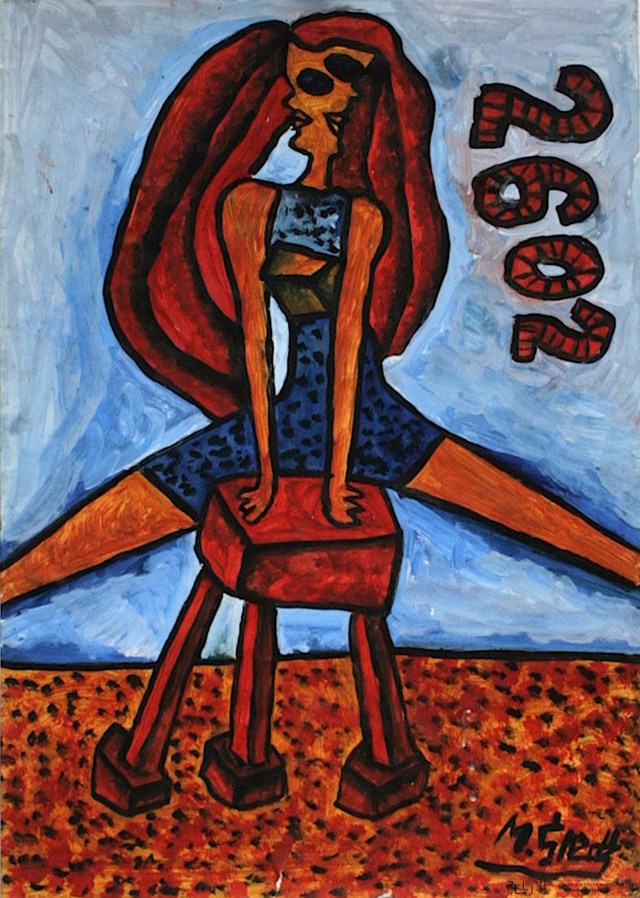 Obraz do salonu artysty Mirosław Śledź pod tytułem Dama skacząca przez kozła