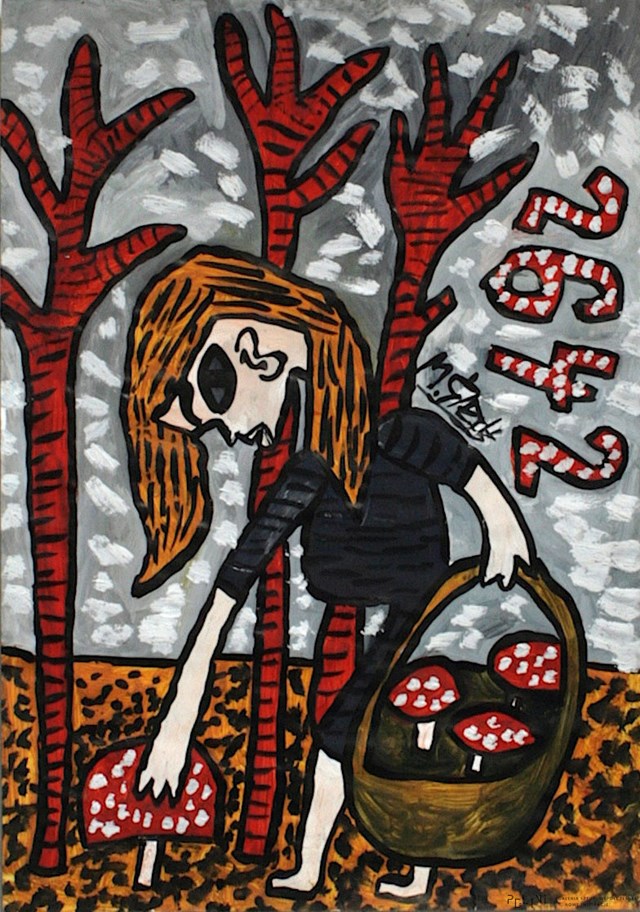 Obraz do salonu artysty Mirosław Śledź pod tytułem Dama zbierająca grzyby