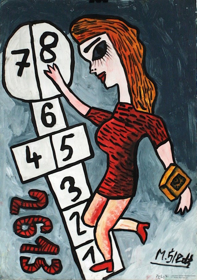 Obraz do salonu artysty Mirosław Śledź pod tytułem Dama grająca w klasę