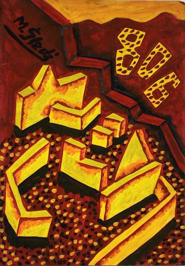 Living room painting by Mirosław Śledź titled Machu Picchu ( z wystawy Głusza )