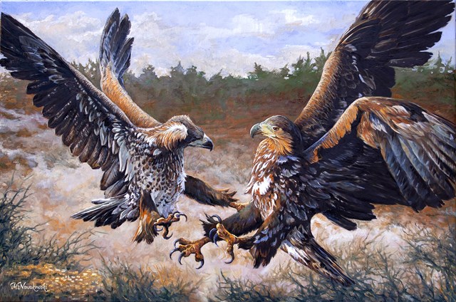 Living room painting by Michał Nowakowski titled Young eagles