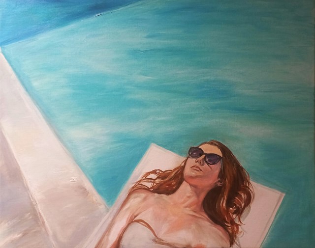 Living room painting by Dorota Markowska titled Promienie słońca