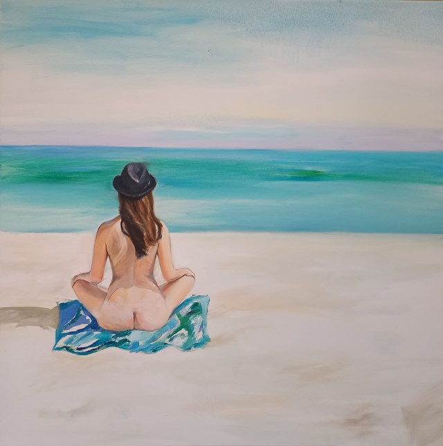Living room painting by Dorota Markowska titled Medytacja