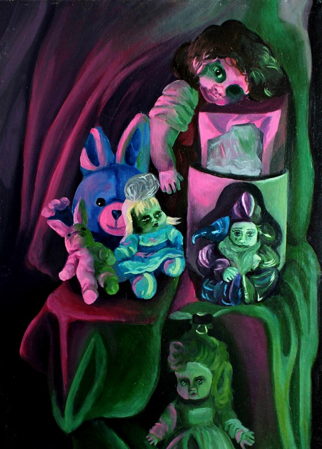 Living room painting by Magdalena Gałka titled Dolls