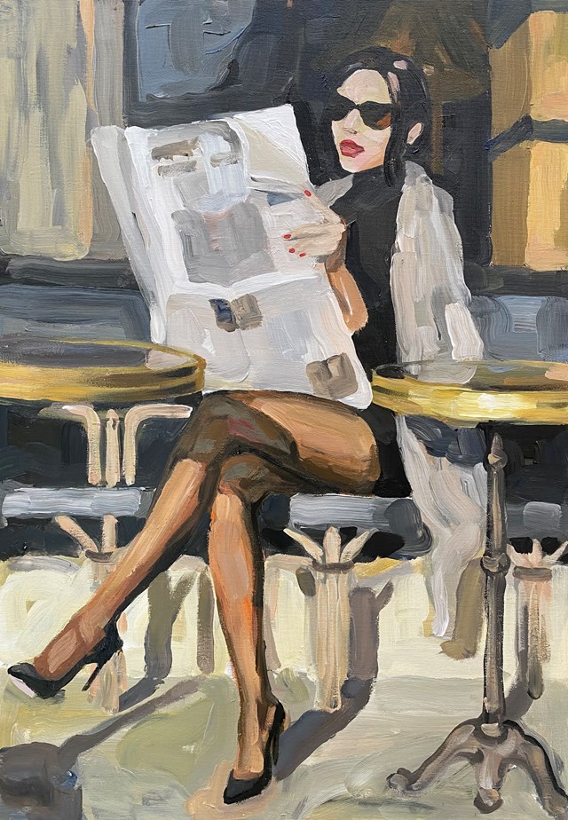 Living room painting by Tatiana Filipowicz titled Morning newspaper