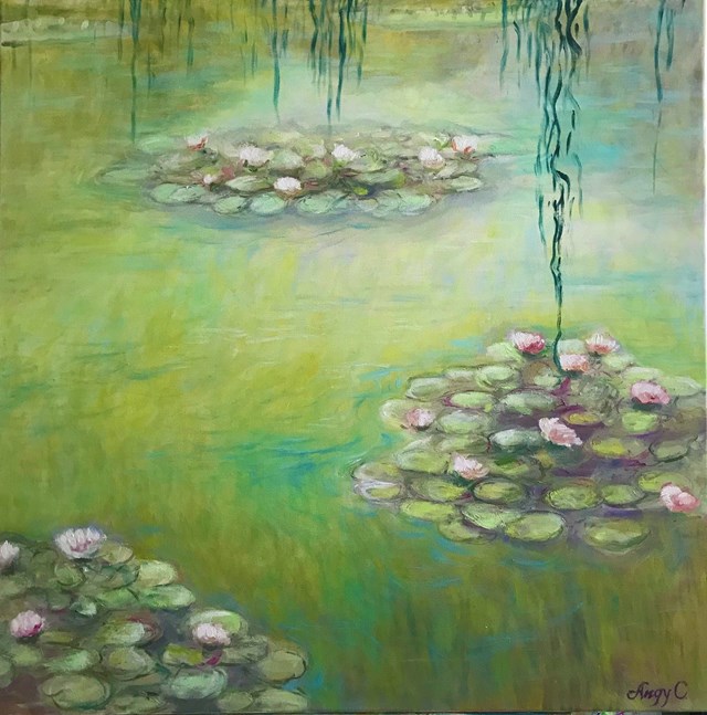 Living room painting by Agnieszka Chodnicka titled Water lilies
