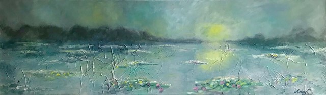 Living room painting by Agnieszka Chodnicka titled Water lilies