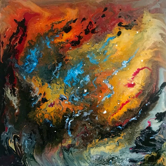 Living room painting by Agnieszka Chodnicka titled Energy storm