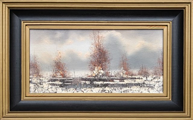 Living room painting by Bohdan Piasecki titled Winter - frozen lake