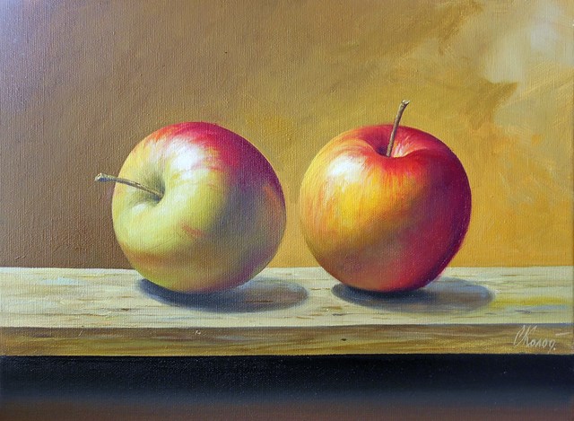 Living room painting by SERGEY KOLODYAZHNIY titled Still life with Apple 