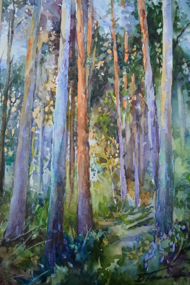 Living room painting by Barbara Trzeciak titled Sunny Forest