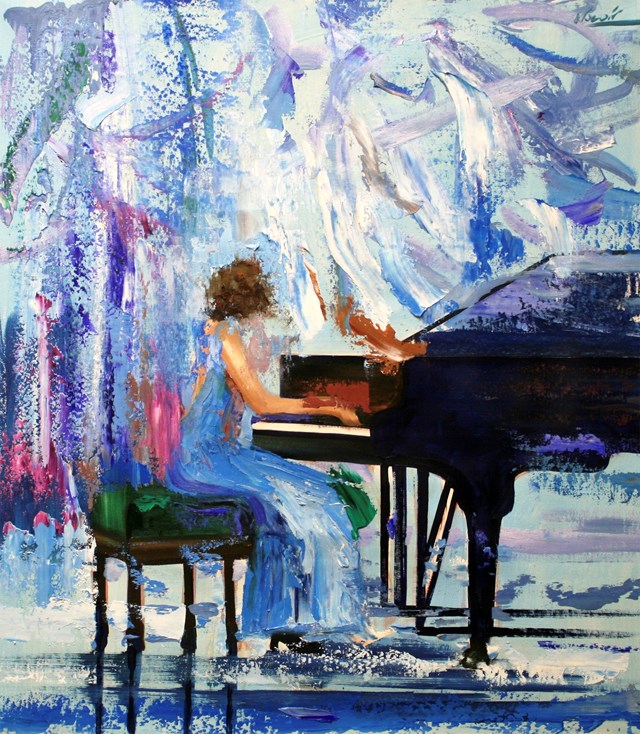 Obraz do salonu artysty Cyprian Nocoń pod tytułem Pianistka