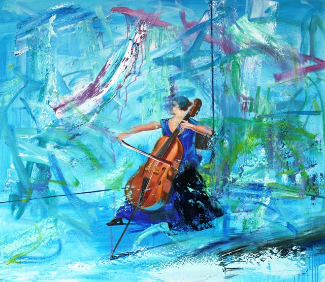 Obraz do salonu artysty Cyprian Nocoń pod tytułem Błękitna solistka